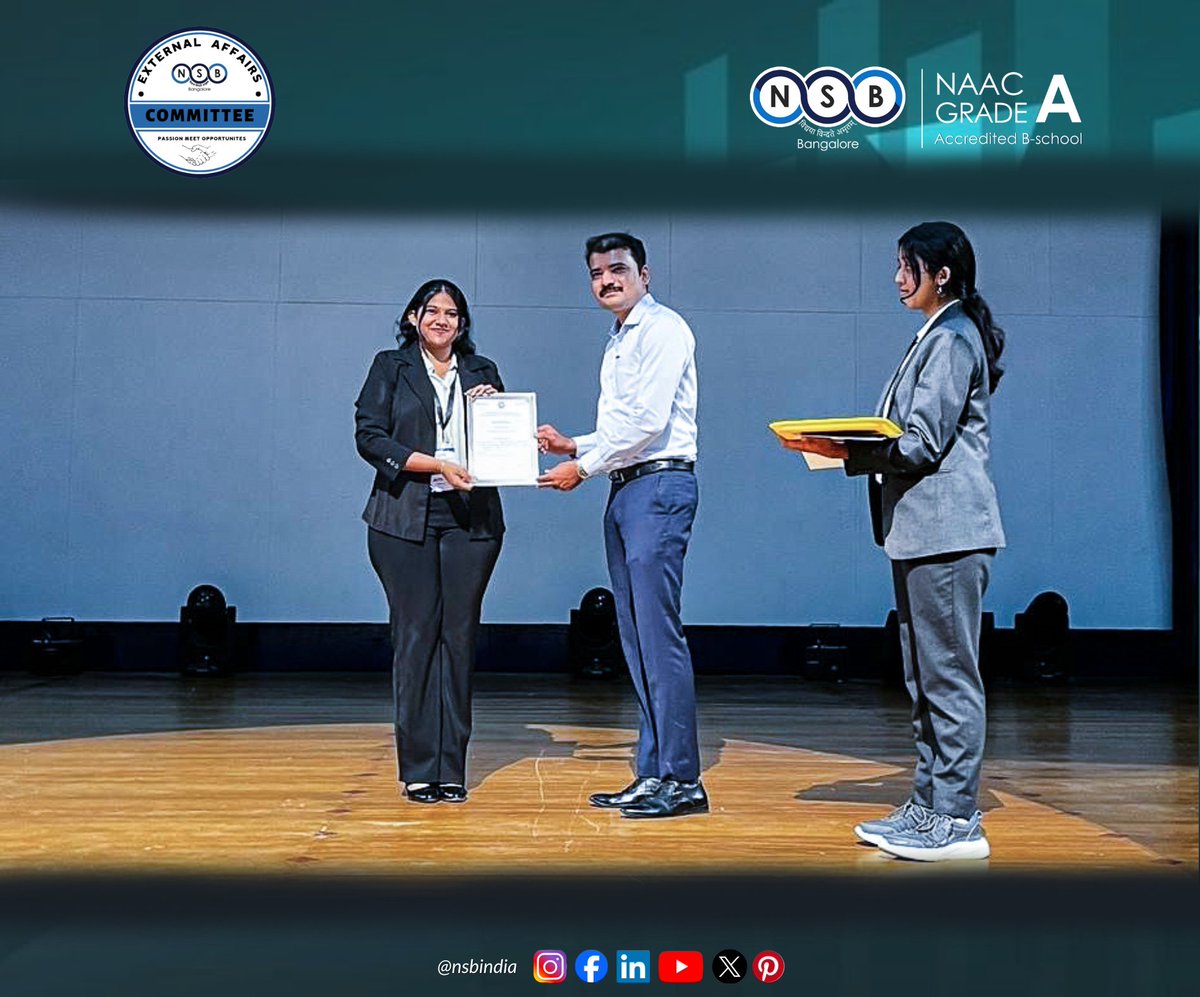 nsbindia's tweet image. On March 13 &amp;amp; 14, 2025, our students made their mark in the International Conference on Sustainable Finance and Accountancy, hosted by Christ (Deemed to be University), Bangalore under the theme &quot;Digital Finance &amp;amp; Technological Innovation.&quot; 

#NSBAcademy #FinanceForFuture