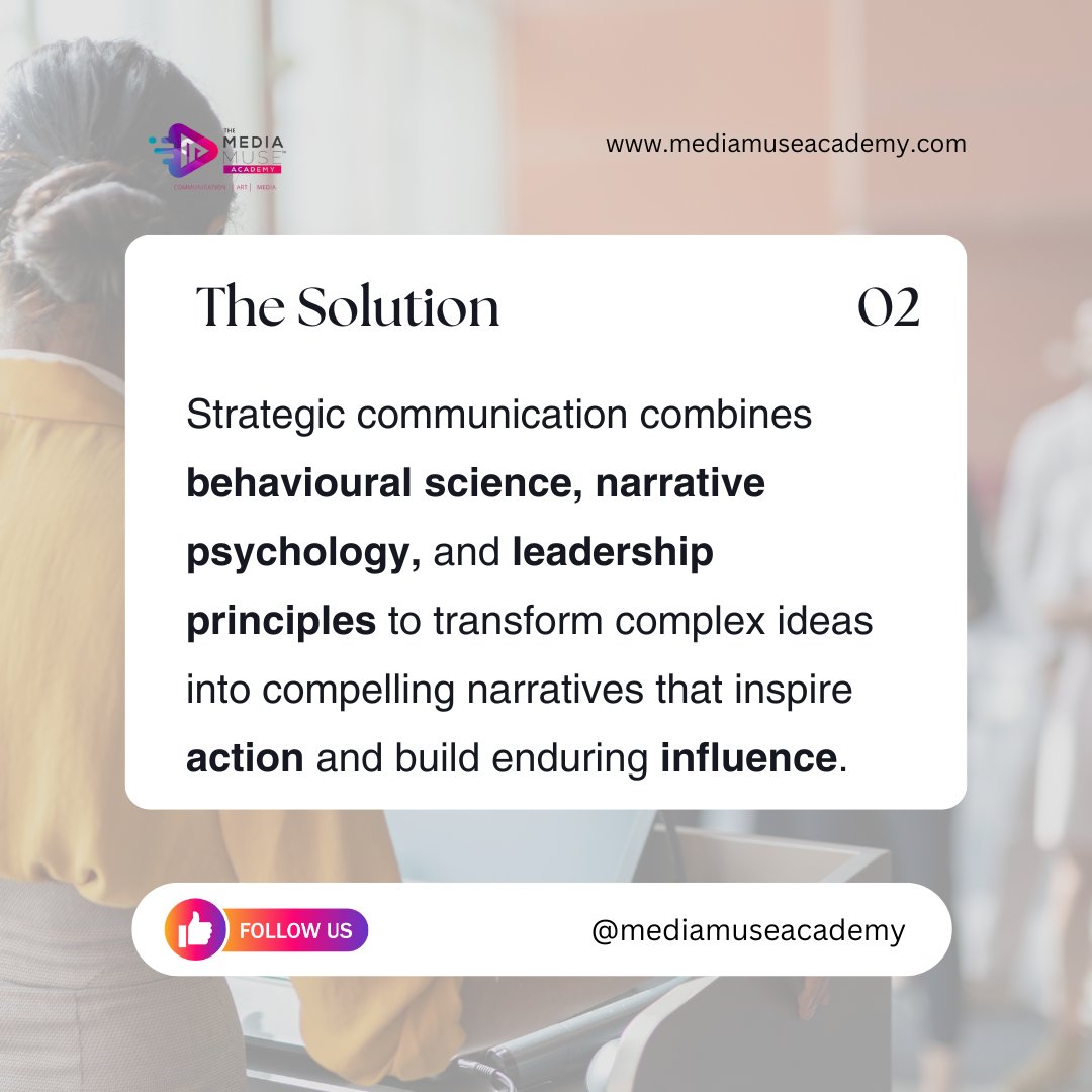 mediamuseacad's tweet photo. Strategic communications help you transform complex ideas into compelling narratives, confidently navigate crises, and build lasting influence. Contact Media Museβ’ Academy to develop this critical leadership capability.
#Leadership
#PossibilityWait
#Communication https://t.co/xVZHzDPYWp