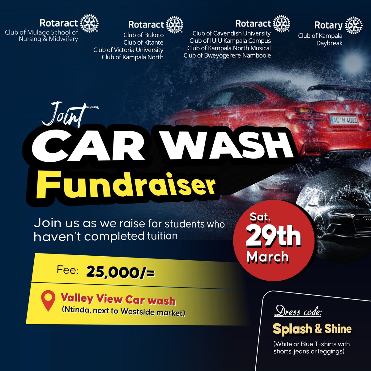 A little soap, a little water – A whole lot of impact!
Join us this 29th March as we raise tuition for students in need, one car at a time!

Let's make waves together! 🌊💪

#CarWashForACause #ServiceAboveSelf

Let's make waves together! 🌊💪

#CarWashForACause #ServiceAboveSe