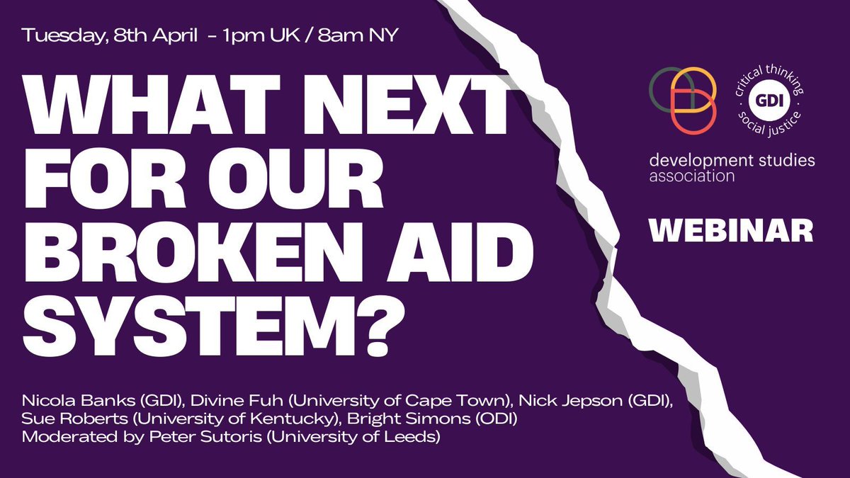 Anthropologists with an interest in international development and humanitarian practice are invited to re-imagine a better future at a panel discussion hosted by <a href="/devcomms/">Development Studies Association</a>
📅 8 April 2025, 1pm UK – 2pm CET – 3pm EET
📌 Online

Register >>
buff.ly/0xwuKxB