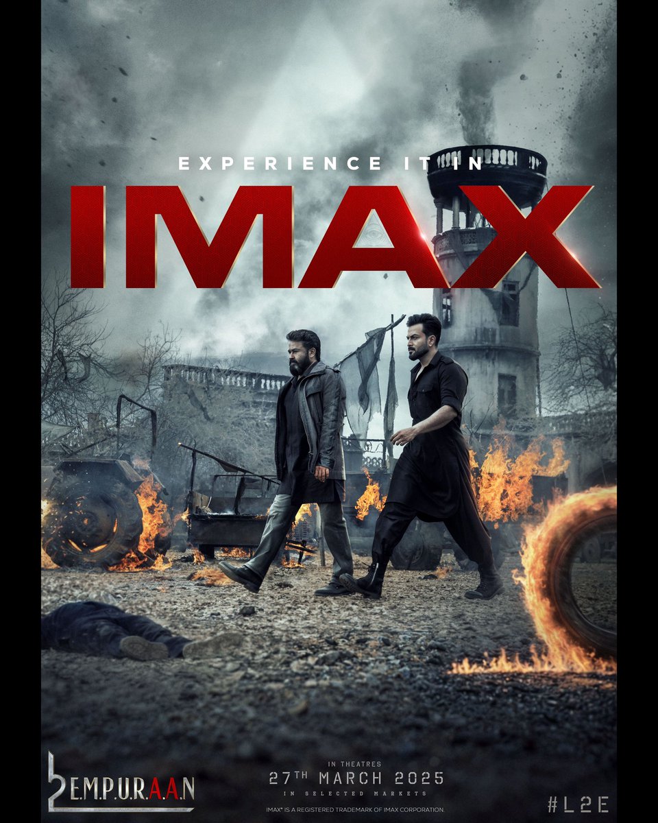 It gives us immense pride to announce that #L2E #Empuraan will be the first ever film from the Malayalam cinema industry to release on IMAX. We hope this is the beginning of a long and illustrious association between IMAX and Malayalam Cinema. Watch the spectacle unfold on IMAX