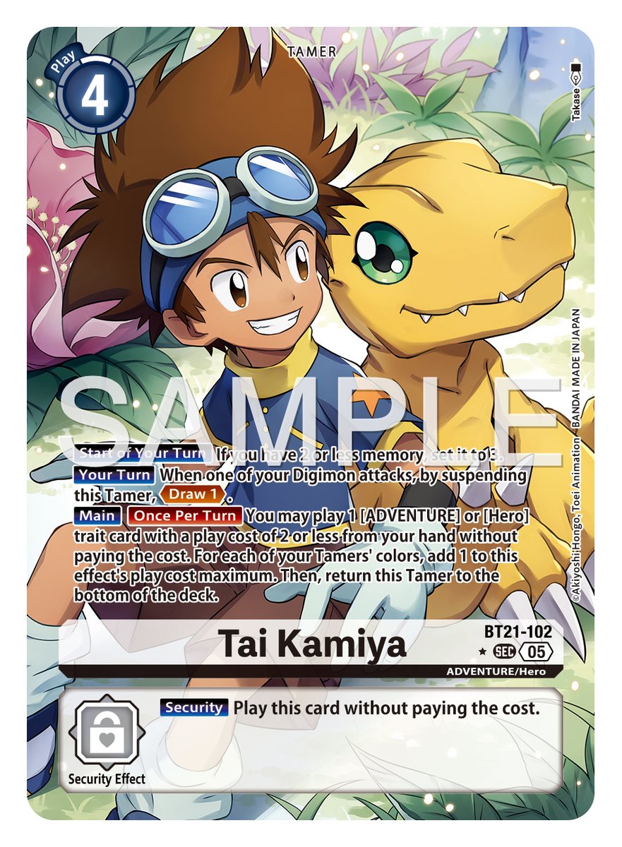 digimon_tcg_EN's tweet photo. [Card Reveals]

Hello Digimon Tamers!
Today's card is the alt-art [BT21-102 Tai Kamiya]!
(Illustrator: [Takase])

BOOSTER WORLD CONVERGENCE [BT-21]
In stores April 2025!
https://t.co/CuM9840Flm

#DigimonCardGame
#DigimonTCG
#Digimon https://t.co/bebrBbOjrw