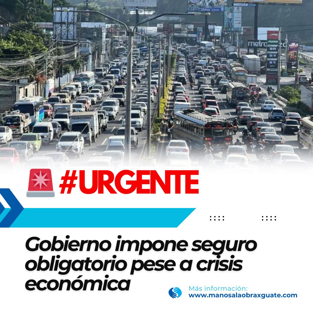🚨 #URGENTE: El gobierno de Bernardo Arévalo ordena la contratación obligatoria de un seguro para todos los vehículos 🚗🏍️ en un plazo de 45 días, sin considerar la difícil situación económica que enfrenta el país. Quienes no cumplan podrían enfrentar sanciones.