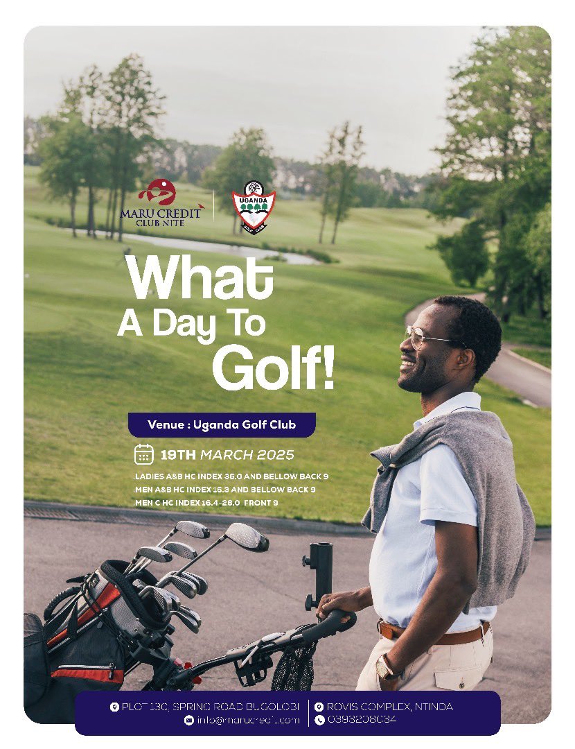 Uganda Golf Club (@ugandagolf) on Twitter photo Come have some fun at our Club nite tomorrow courtesy of Maru Credit. Come split a fairway or two. All the best. <a href="/mnamanya/">Mark Namanya</a> <a href="/MarvinKagoro/">Marvin .W. Kagoro ACIM, DIPCIM, MS Marketing</a> <a href="/dnambale/">David Nambale</a> <a href="/KKariisa/">Kin Kariisa🇺🇬</a> <a href="/AndrewAgaba9/">Andrew Agaba⭐️</a> <a href="/AndrewKibaya/">Andrew Kibaya</a> <a href="/AndrewMwenda/">Andrew M. Mwenda</a> <a href="/adoniaayebare/">Adonia Ayebare</a> <a href="/DPWorldTour/">DP World Tour</a> <a href="/PGATOUR/">PGA TOUR</a> <a href="/UnderPar_UG/">Under Par</a> <a href="/PaulKaheru/">Pote II</a> Come have some fun at our Club nite tomorrow courtesy of Maru Credit. Come split a fairway or two. All the best. <a href="/mnamanya/">Mark Namanya</a> <a href="/MarvinKagoro/">Marvin .W. Kagoro ACIM, DIPCIM, MS Marketing</a> <a href="/dnambale/">David Nambale</a> <a href="/KKariisa/">Kin Kariisa🇺🇬</a> <a href="/AndrewAgaba9/">Andrew Agaba⭐️</a> <a href="/AndrewKibaya/">Andrew Kibaya</a> <a href="/AndrewMwenda/">Andrew M. Mwenda</a> <a href="/adoniaayebare/">Adonia Ayebare</a> <a href="/DPWorldTour/">DP World Tour</a> <a href="/PGATOUR/">PGA TOUR</a> <a href="/UnderPar_UG/">Under Par</a> <a href="/PaulKaheru/">Pote II</a>