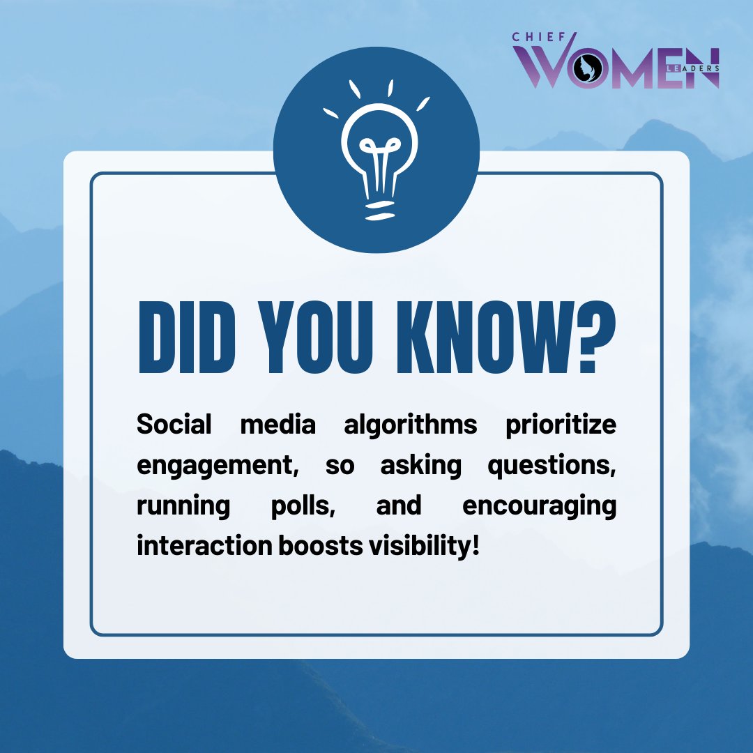 chiefwomenmag's tweet image. Social media algorithms prioritize engagement, so asking questions, running polls, and encouraging interaction boosts visibility!
#SocialMediaTips #EngagementBoost #AlgorithmHack #IncreaseVisibility #ContentStrategy #DigitalMarketing #SocialMediaGrowth