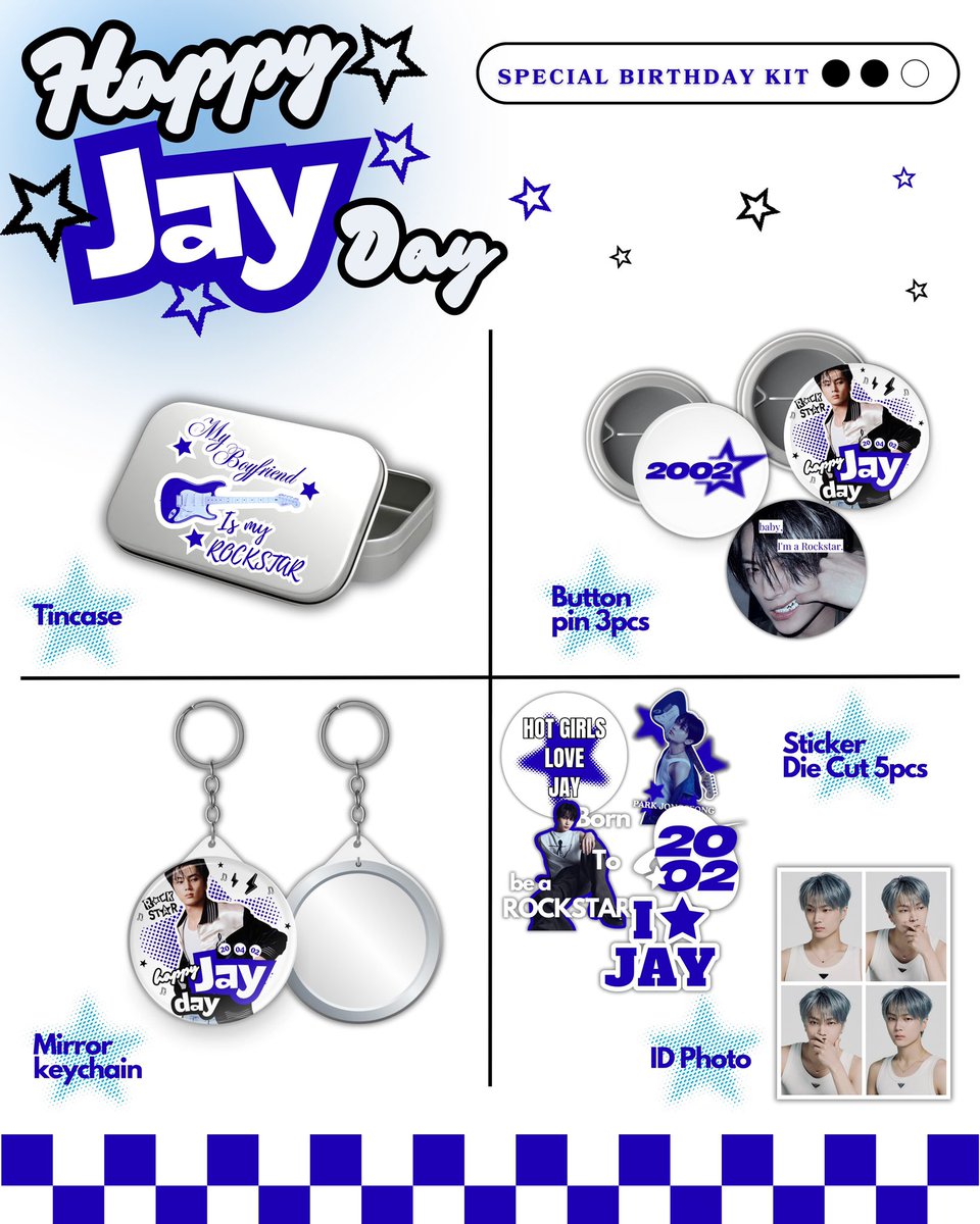 Interest check!! 🎸💙

haii engene!! aku mau open PO bday kit jay inii hehe siapa yg mauuu☝🏻 drop your @/ yaa nanti aku tag pas open PO^^ thank youuuu🐈‍⬛
like &amp; rt are appreciated <3