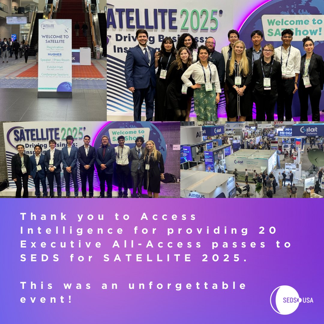 The @satellitedc is over, and what an experience it was! Grateful for a strong SEDS presence—20 students from 10 chapters! Our future leaders connected with today’s space pioneers. Can’t wait to see what the @satellitedc team has in store next year!