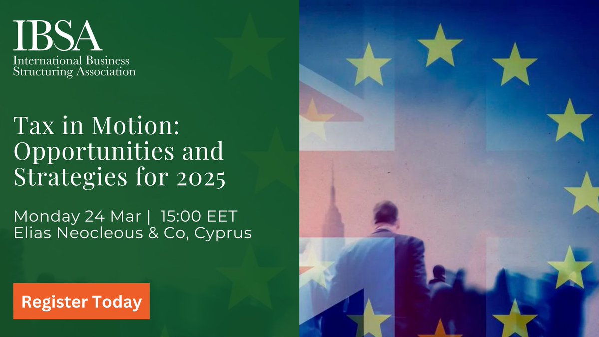 Register now t.ly/iYwEk for next monday's  discussion in Cyprus on the latest international tax developments, including the ATAD 3 Directive, potential shifts in the UK's non-dom regime, the UK's budgets and changes in US tax landscape under the Trump administration.