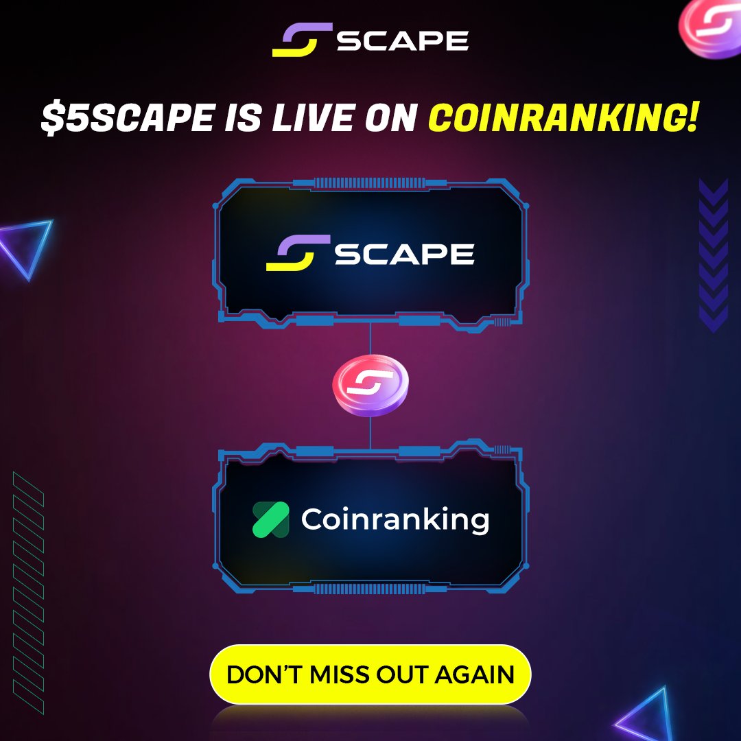 5th_scape's tweet image. $5SCAPE is now live on CoinRanking! 🎉
This is another step forward in making $5SCAPE more accessible to everyone. Thank you for your support! 🙌

#5thScape #5SCAPE #trending #coinranking #CryptoListing
