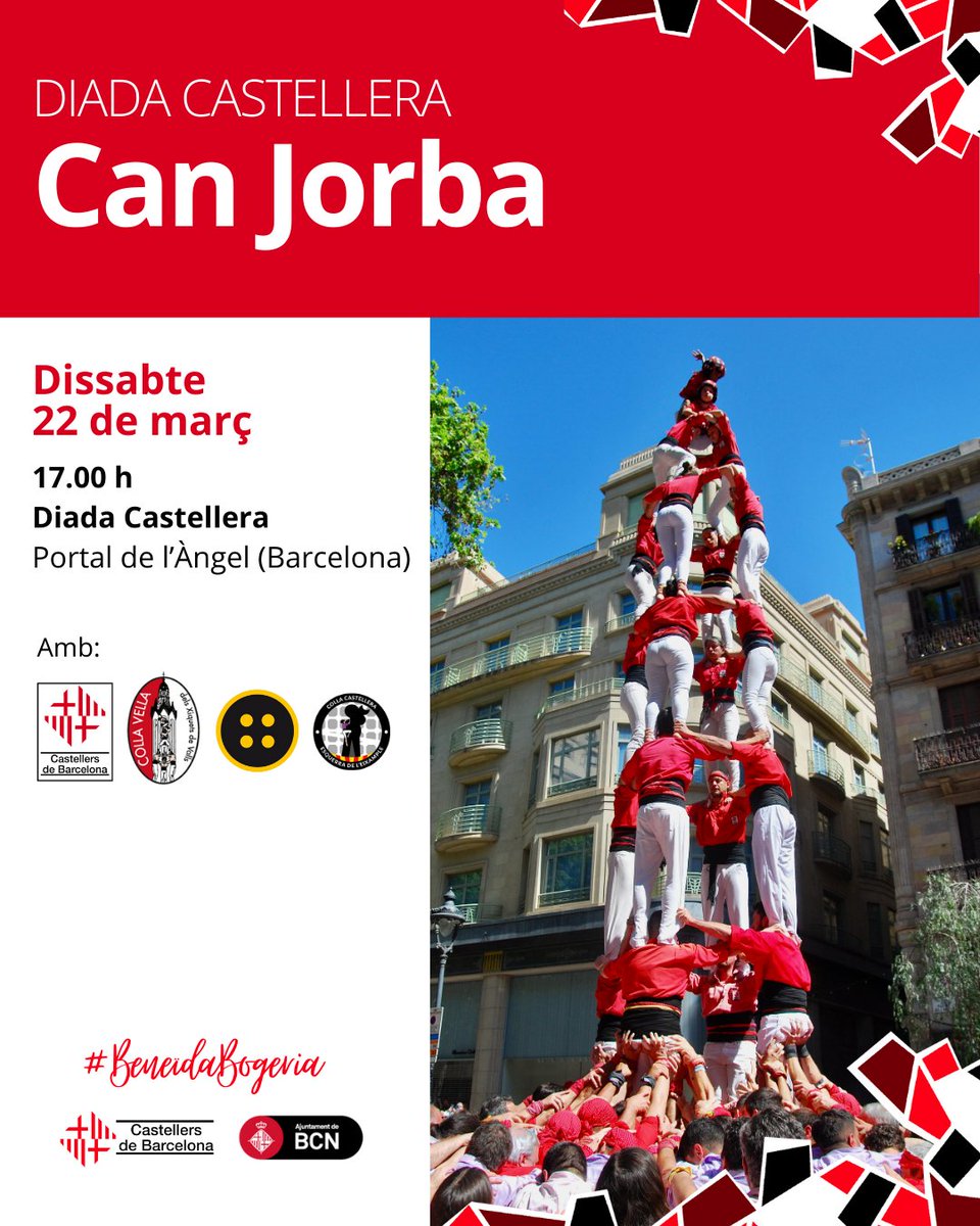 Castellers de Barcelona (@cdbcn) on Twitter photo Aquest cap de setmana tenim una diada ben especial: commemorem els històrics concursos de Can Jorba.
🤝 Amb la <a href="/collavella/">Colla Vella dels Xiquets de Valls</a>, guanyadora dels tres trofeus Can Jorba - Preciados que es van celebrar entre 1964 i 1966, <a href="/bordegassos/">Bordegassos de Vilanova</a> i <a href="/esquerdats/">Colla Castellera de l’Esquerra de l'Eixample</a>!
#BeneïdaBogeria #castells Aquest cap de setmana tenim una diada ben especial: commemorem els històrics concursos de Can Jorba.
🤝 Amb la <a href="/collavella/">Colla Vella dels Xiquets de Valls</a>, guanyadora dels tres trofeus Can Jorba - Preciados que es van celebrar entre 1964 i 1966, <a href="/bordegassos/">Bordegassos de Vilanova</a> i <a href="/esquerdats/">Colla Castellera de l’Esquerra de l'Eixample</a>!
#BeneïdaBogeria #castells
