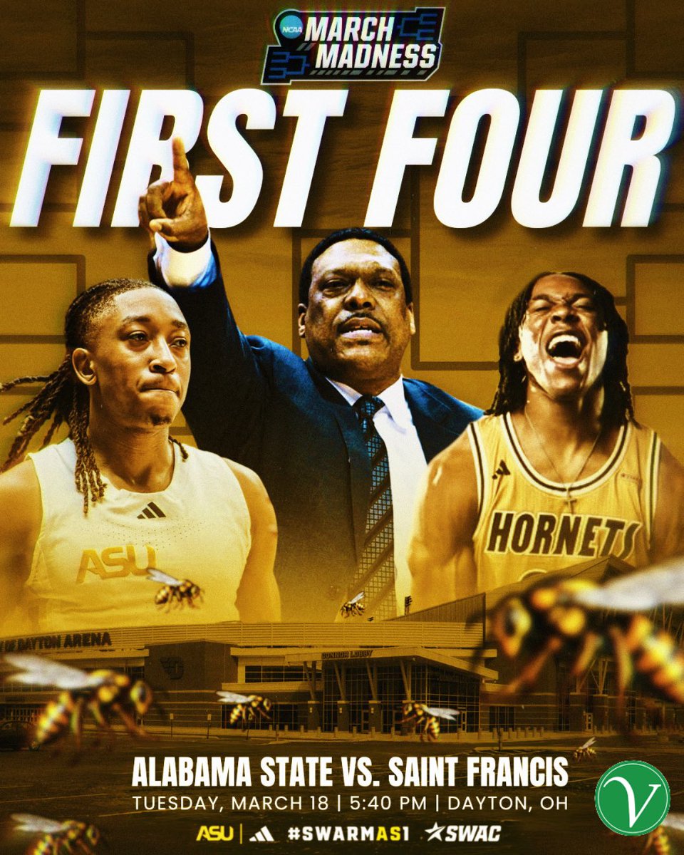 Bama State Athletics (@bamastatesports) on Twitter photo ๐๐๐ค๐ ๐ฎ๐ฉ ๐๐จ๐ซ๐ง๐๐ญ ๐๐๐ญ๐ข๐จ๐ง ๐ข๐ญโ๐ฌ ๐ ๐๐ฆ๐๐๐๐ฒโ๏ธ
Alabama State ๐ Saint Francis
๐Dayton, Ohio
โฐ 5:40 pm ET
๐บTruTV
#SWARMAS1 | <a href="/MarchMadnessMBB/">NCAA March Madness</a> ๐๐๐ค๐ ๐ฎ๐ฉ ๐๐จ๐ซ๐ง๐๐ญ ๐๐๐ญ๐ข๐จ๐ง ๐ข๐ญโ๐ฌ ๐ ๐๐ฆ๐๐๐๐ฒโ๏ธ
Alabama State ๐ Saint Francis
๐Dayton, Ohio
โฐ 5:40 pm ET
๐บTruTV
#SWARMAS1 | <a href="/MarchMadnessMBB/">NCAA March Madness</a>