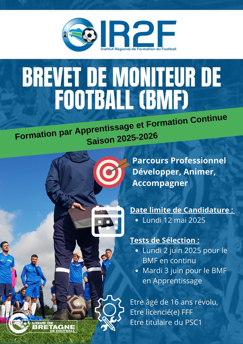 [FORMATIONS BMF-BEF]
Ouverture des candidatures au BMF et au BEF, par voie continue et par apprentissage pour la saison 2025/2026 : urls.fr/YVTrb9

<a href="/districtfoot56/">District de Football du Morbihan</a> <a href="/DistrictFoot22/">District De Football des Côtes d'Armor</a> <a href="/DistrictFoot35/">District 35</a>