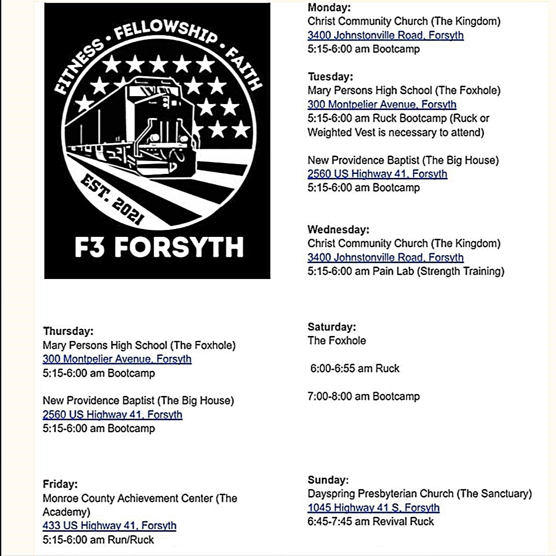 F3 Forsyth (@f3forsyth) on Twitter photo I want to give a huge shoutout to the 8 members of F3 Forsyth who recently completed the nearly 15 mile <a href="/spartan/">Tyler | OMiT</a> Beast race!!! If this is something you have ever wanted to try, come out and start prepping for next years race! I want to give a huge shoutout to the 8 members of F3 Forsyth who recently completed the nearly 15 mile <a href="/spartan/">Tyler | OMiT</a> Beast race!!! If this is something you have ever wanted to try, come out and start prepping for next years race!