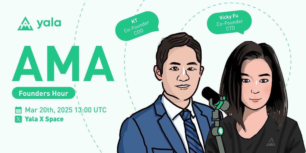 Introducing the first Yala Founders Hour.

Curious about Yala's upcoming mainnet launch? What's the link between Yala &amp; RWAs? When TGE? This is your chance to ask.

🗓️  1PM UTC, March 20
🔗  x.com/i/spaces/1BRJj…

Share your questions below to win 10,000 Berries 🫐