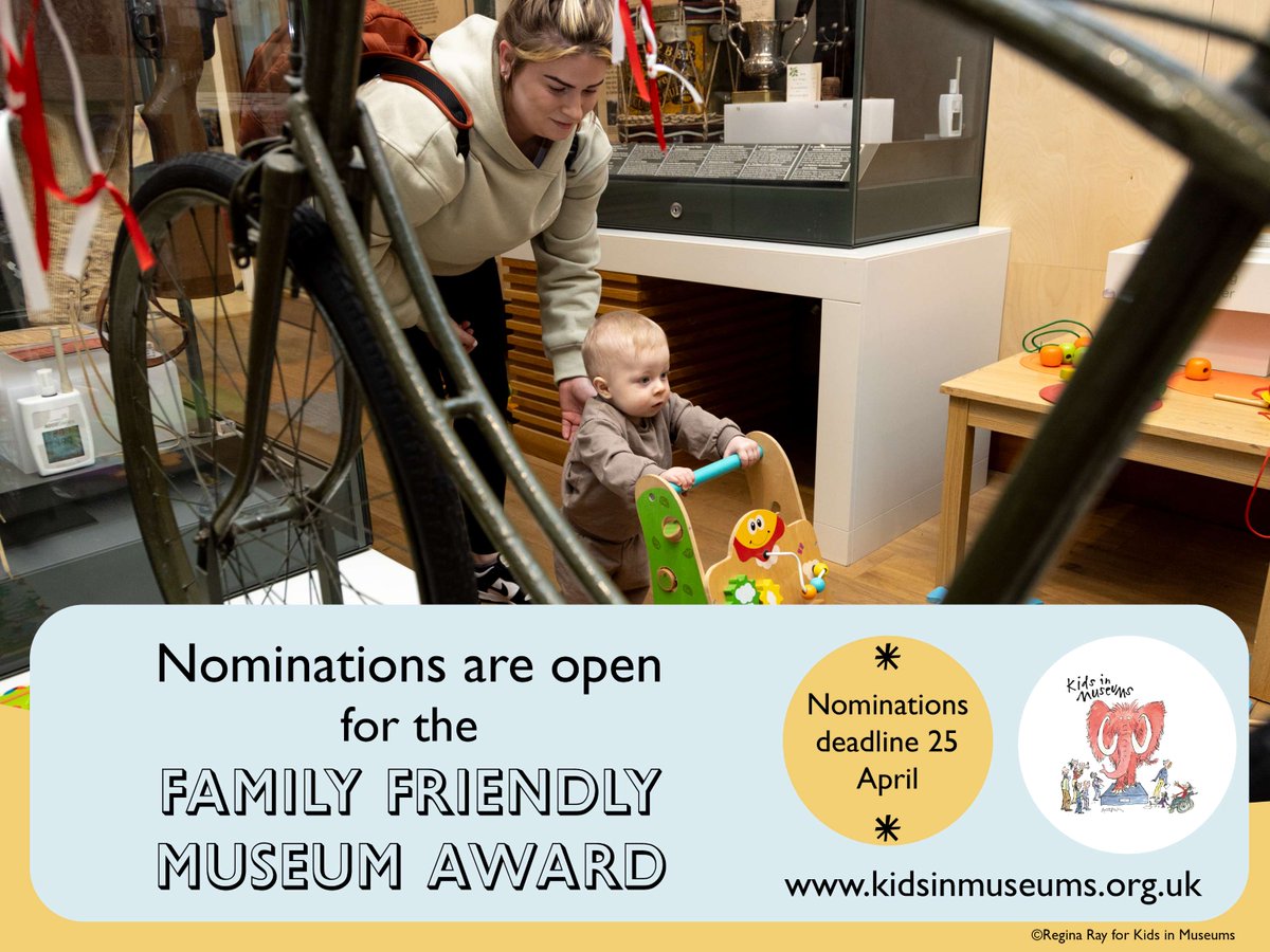 Heritage Open Days (@heritageopenday) on Twitter photo 📢 NOMINATIONS OPEN!
<a href="/kidsinmuseums/">Kids in Museums</a> are starting their search for the next winner of the #FamilyFriendlyMuseum Award
If your museum is fab for families, excellent at access, or is running great projects with young people, take a look at how to enter: kidsinmuseums.org.uk/what-we-do/fam… 📢 NOMINATIONS OPEN!
<a href="/kidsinmuseums/">Kids in Museums</a> are starting their search for the next winner of the #FamilyFriendlyMuseum Award
If your museum is fab for families, excellent at access, or is running great projects with young people, take a look at how to enter: kidsinmuseums.org.uk/what-we-do/fam…