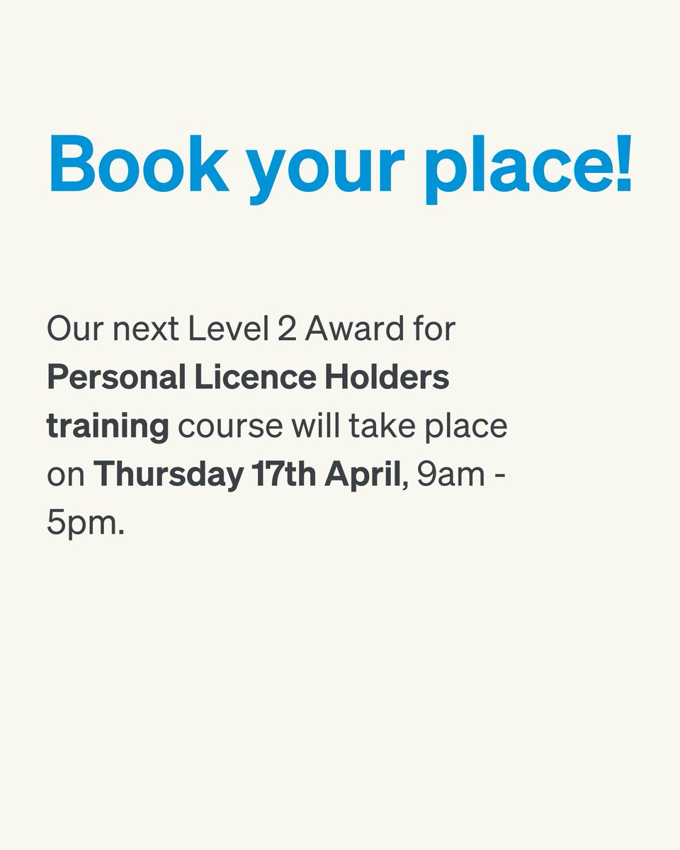 Join our Personal Licence Holders (APLH) training course!

This covers all topics required to achieve the necessary qualification to apply for a personal licence.

Our next course runs on Thursday 17th April, 9am - 5pm, at our offices.

To sign up here; mincoffs.co.uk/business/licen…