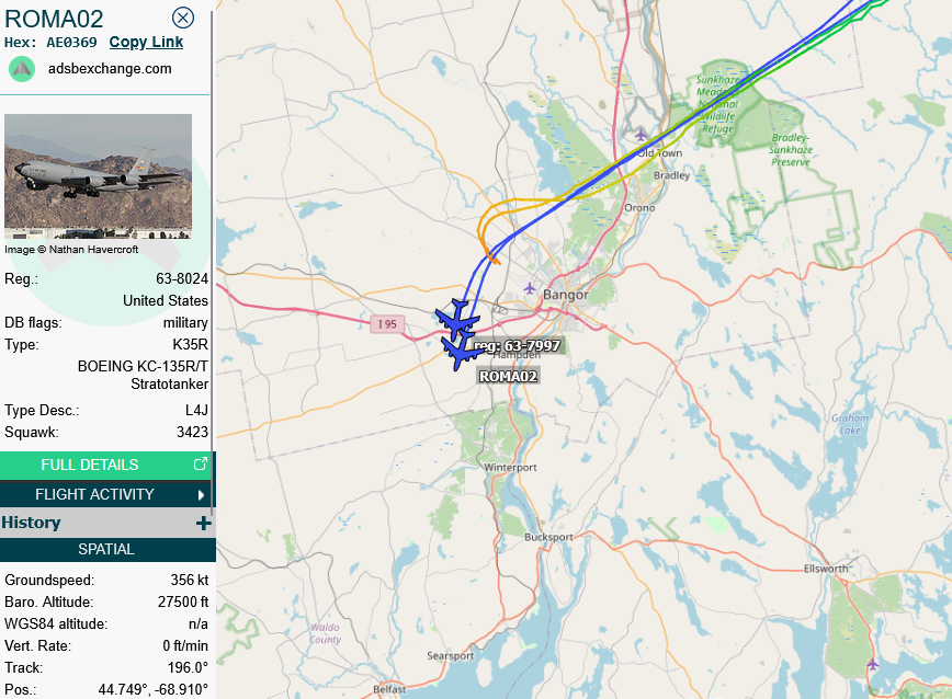 SirListenalot's tweet photo. #KC135's #ROMA02 &amp; 04 dropped off their chicks some ten minutes ago near Bangor. The six Norwegian #F35's #NOW332A-F continue to Cherry Point on their own https://t.co/ZT2VqQUr0X