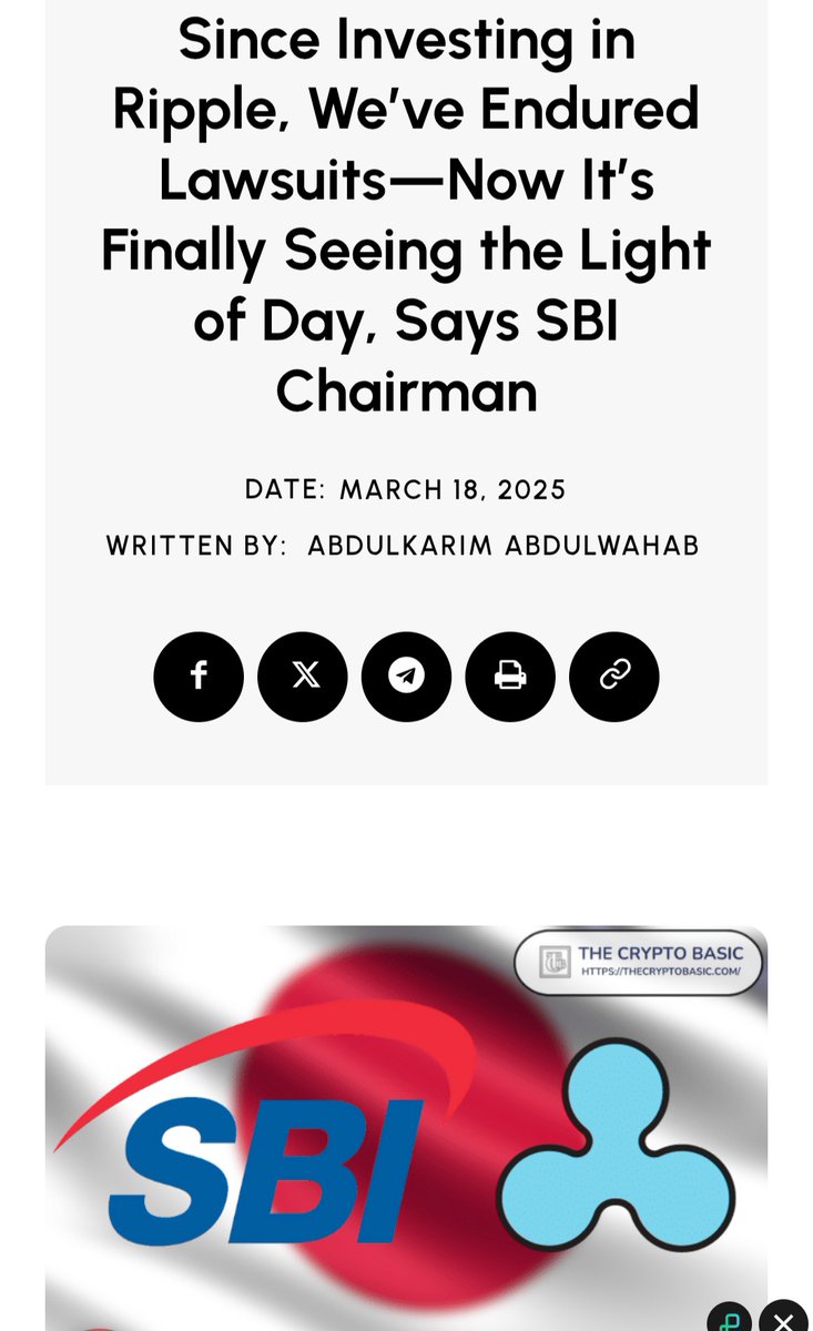🚨 🚨 BREAKING NEWS:

Since Investing in Ripple, We*ve Endured Lawsuits-Now It's Finally Seeing the Light of Day, Says SBl Chairman Kitao. 🪙 💰 

#XRP #RLUSD #XRPETF 💎 💎 💎 💎 💎 💎 💎 💎 💎 💎