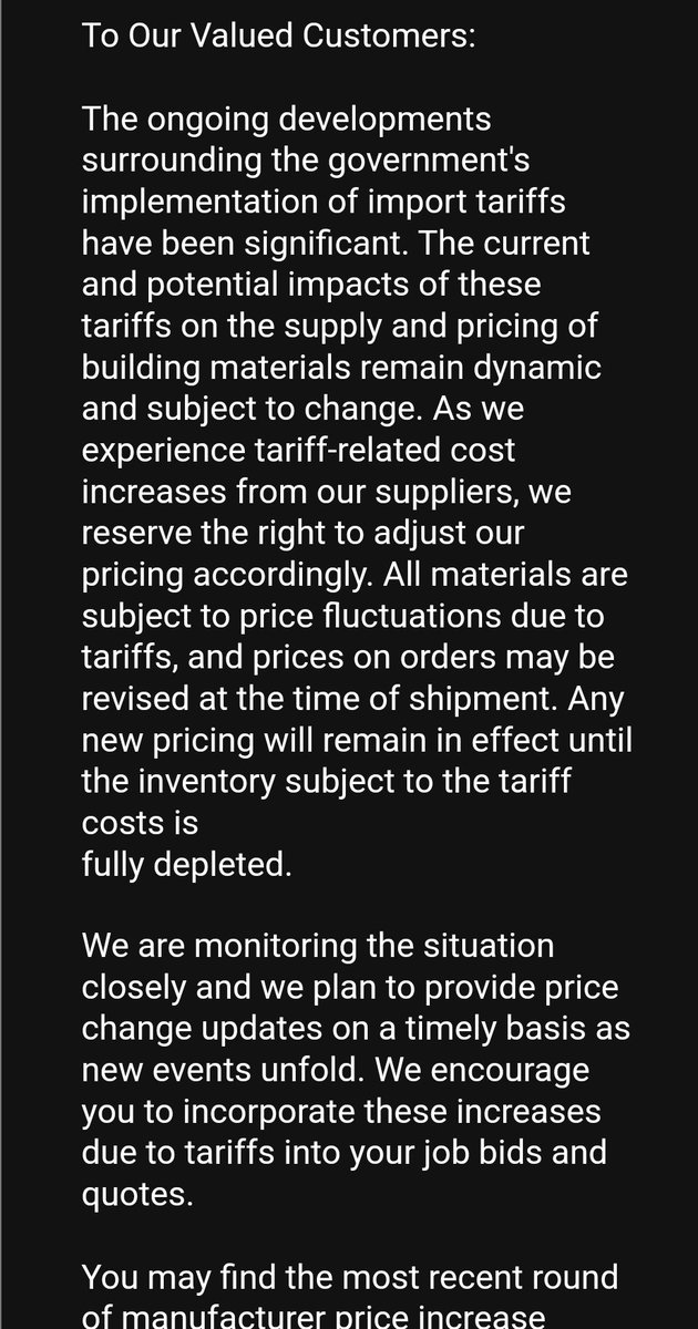 Jawnies_hell's tweet image. How tariffs affect US consumers directly. From a distributor we use at work. Please don't say again it doesn't affect us because it 100% does.