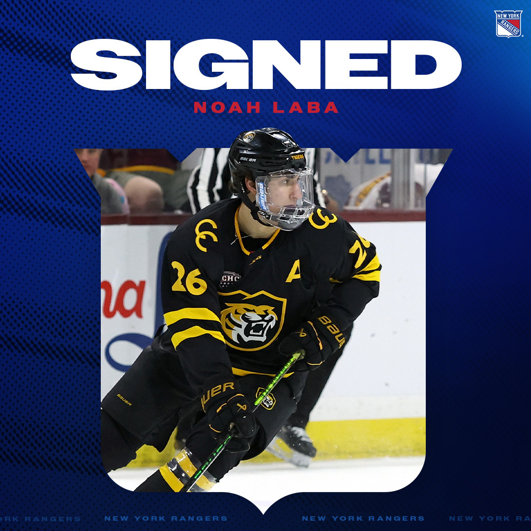 #NYR have agreed to terms with forward Noah Laba on a two-year, entry-level contract.

Full details: nyrange.rs/3FNbS5W