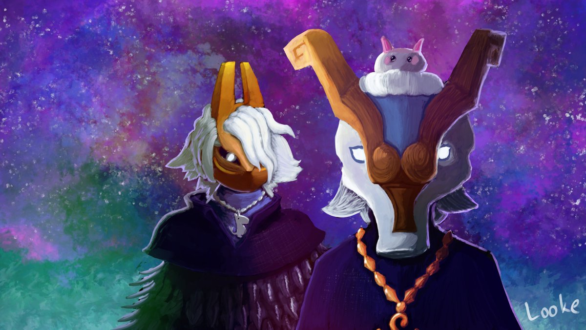 Artwork for <a href="/yoeggsboi/">Eggs Yaw</a> of his and his friend's characters from Sky: Children of the Lights!