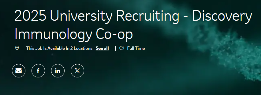 Merck is offering a 6-month co-op experience (SD or Cambridge site) for PhD students with a background in immunology, cell biology, and or/molecular biology. Apply by 3/29 here: jobs.merck.com/us/en/job/R336…