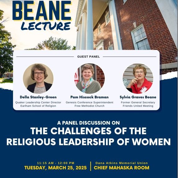 Get ready for the annual Beane Lecture on Tuesday March 25th! We have three amazing women ready to speak about the challenges of religious leadership of women. See you in the Chief Mahaska Room!