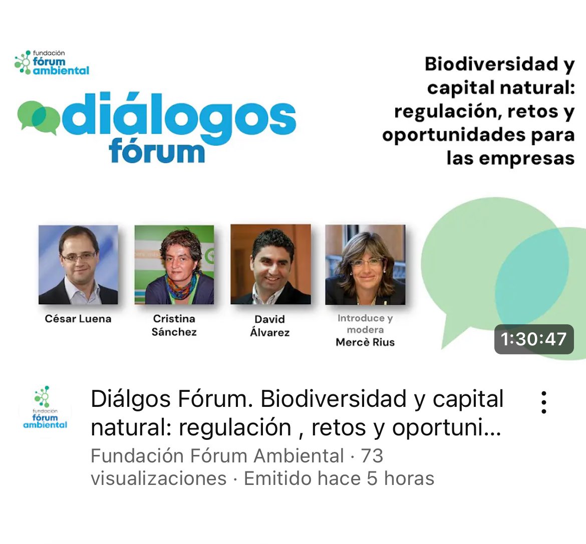 Biodiversidad y capital natural: regulación, retos y oportunidades para las empresas con <a href="/f_f_ambiental/">F Fórum Ambiental</a> (youtube.com/live/WftFwOHwJ…)