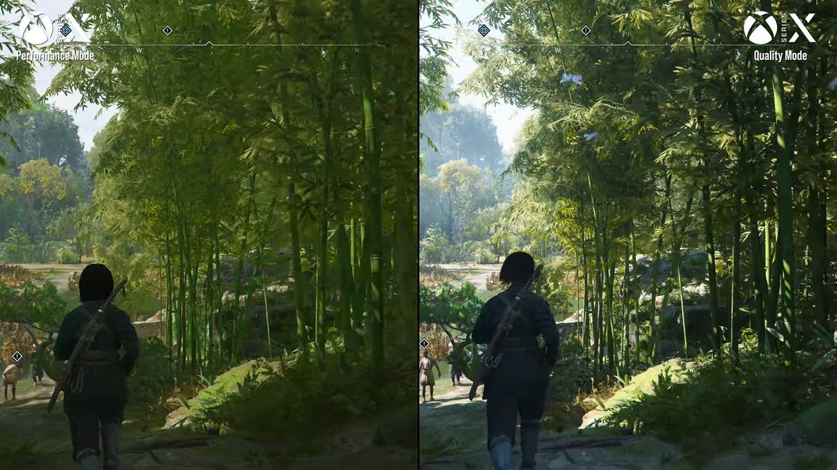 Diferencia grande entre el Modo Rendimiento (60fps) y Calidad (30fps) en Assassin's Creed Shadows.

Si quieres jugar en consola como la imagen de la derecha y a 60fps, te toca se un desafortunado.