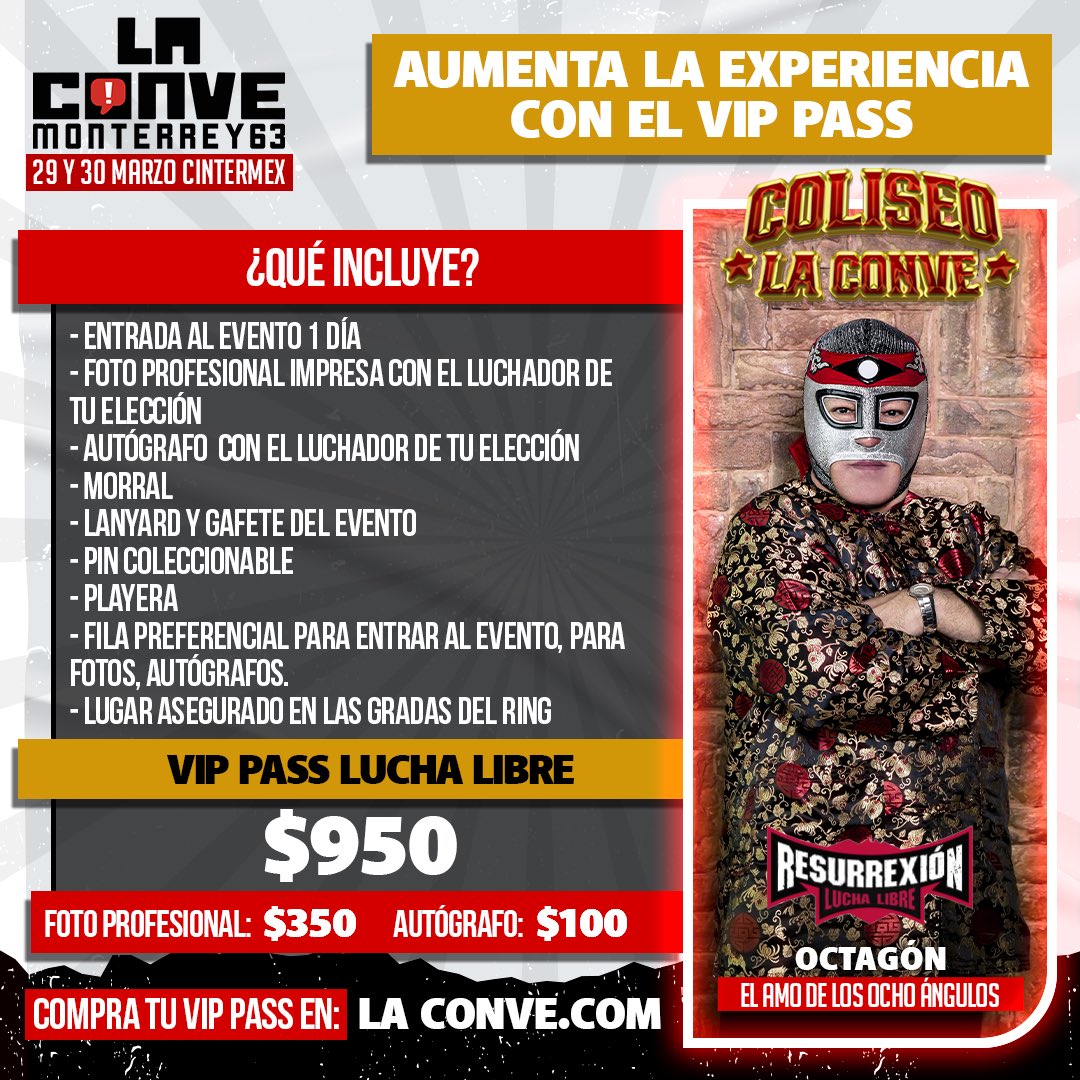 LaConveMTY's tweet photo. 🥊🔥 ¡Vive la lucha libre como nunca con el Pase VIP del Coliseo La Conve! 🔥🥊
🎟️ Compra tu Pase VIP aquí:
🔗 https://t.co/iHPH1UJlTo
#ColiseoLaConve #PaseVIP #LuchaLibre #LaConve63 #RumboALaConve #TodosSomosFans #ResurrexiónLuch https://t.co/sDKcoiHvkT