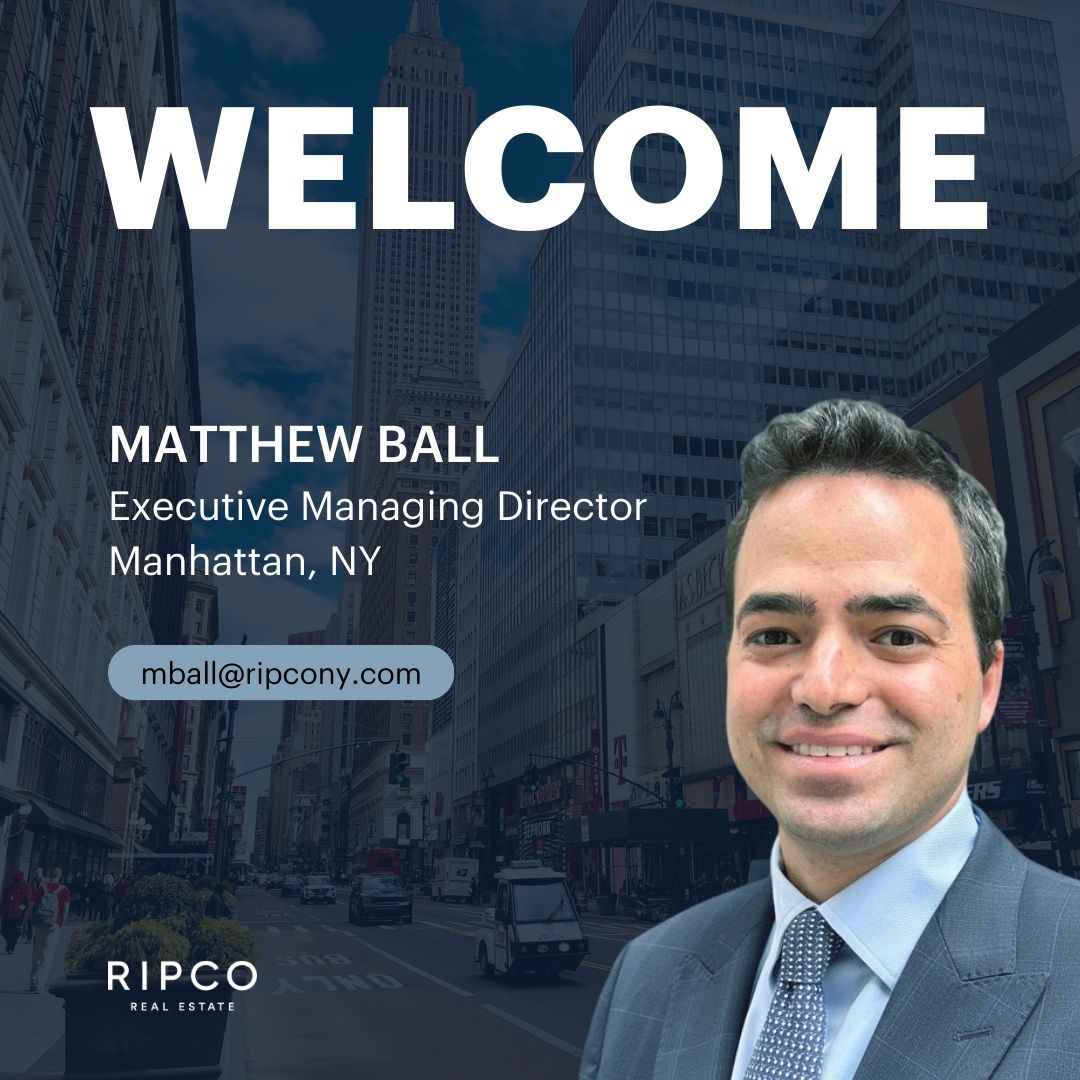 We’re thrilled to welcome Matthew Ball to RIPCO as an Executive Managing Director. With over a decade of experience, Matthew has been instrumental in high-profile NYC lease transactions, specializing in landlord and tenant representation. 

#welcome #ripcorealestate