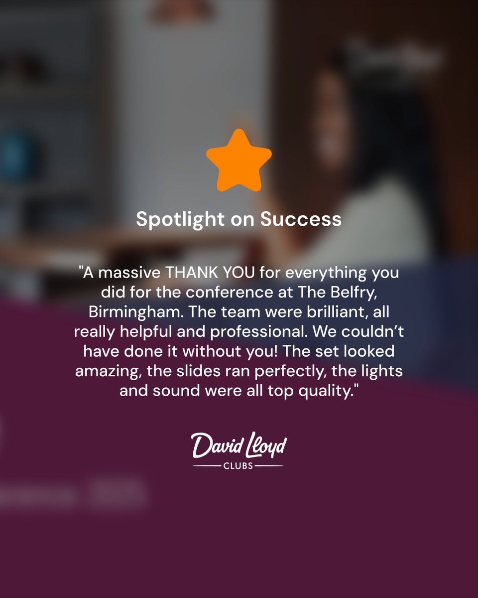 Quadrant Events (@quadrantevents) on Twitter photo We love receiving great feedback from happy clients!
Here's what <a href="/DavidLloydUK/">David Lloyd Clubs</a> had to say about our delivery of their conference at <a href="/TheBelfryHotel/">The Belfry Hotel & Resort</a>.
#spotlightonsuccess #eventproduction We love receiving great feedback from happy clients!
Here's what <a href="/DavidLloydUK/">David Lloyd Clubs</a> had to say about our delivery of their conference at <a href="/TheBelfryHotel/">The Belfry Hotel & Resort</a>.
#spotlightonsuccess #eventproduction