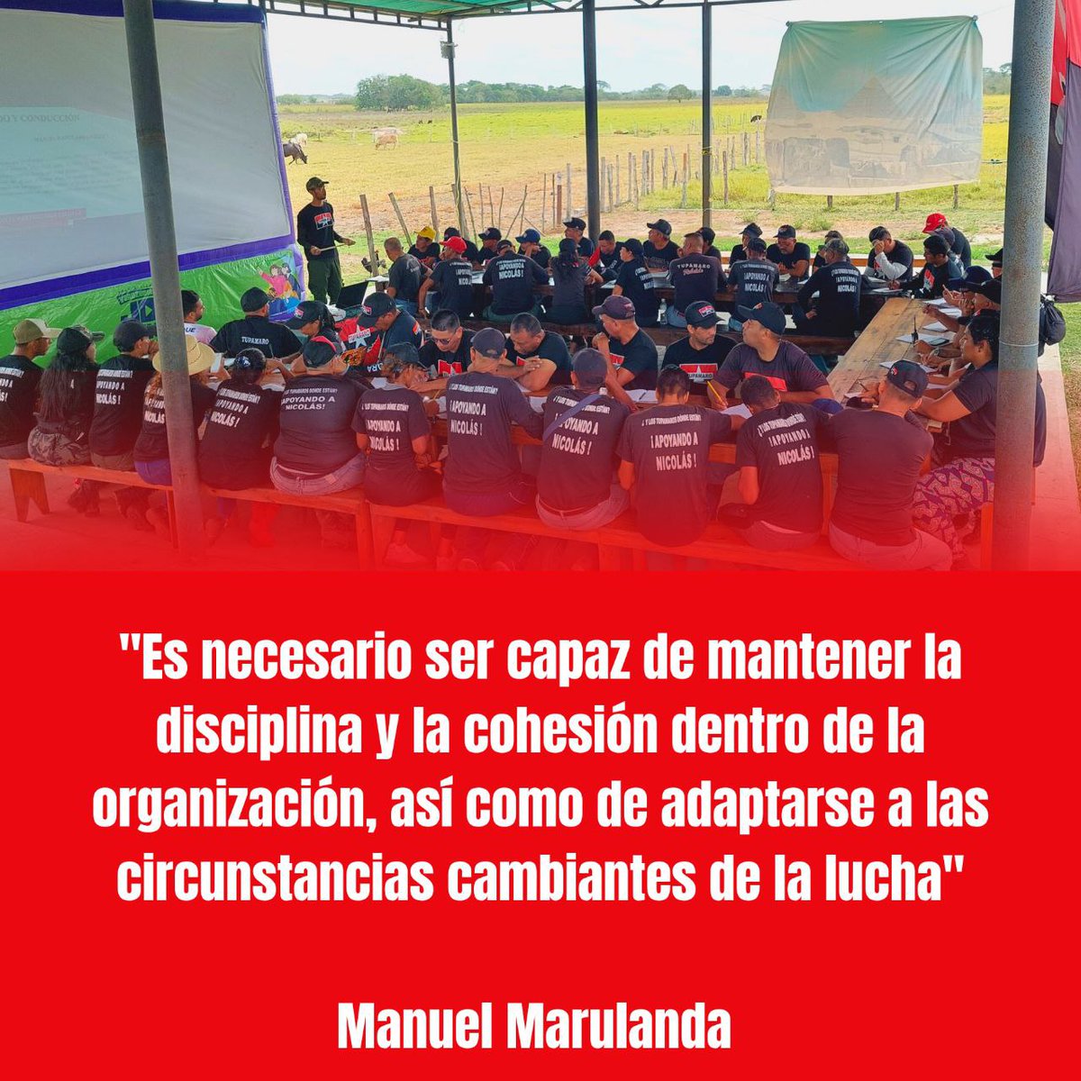 "El mando y la conducción debe ser ejercida con humildad y compromiso, poniendo siempre los intereses del pueblo y de la revolución por encima de los intereses personales."
Manuel Marulanda 📚

<a href="/NicolasMaduro/">Nicolás Maduro</a>
#TodoElPartidoUnaEscuela 🔴⚫