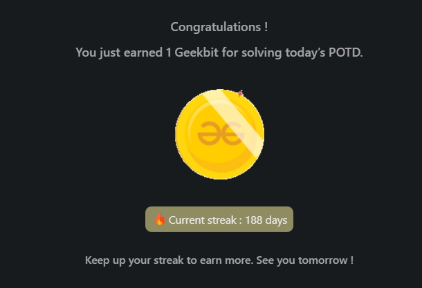 rishavkr206's tweet photo. Day 189✅
@geeksforgeeks
"GfG 160"-160 Days of Problem Solving (Day 124)
#geekstreak2024 #gfg160
Problem = Partition Equal Subset Sum
#gfg160 #100daysofcodechallenge #dsa #CodingChallenge #probemSolving #100DaysOfCode #100dayschallenge #WorkHard https://t.co/4RaNFrY6bT
