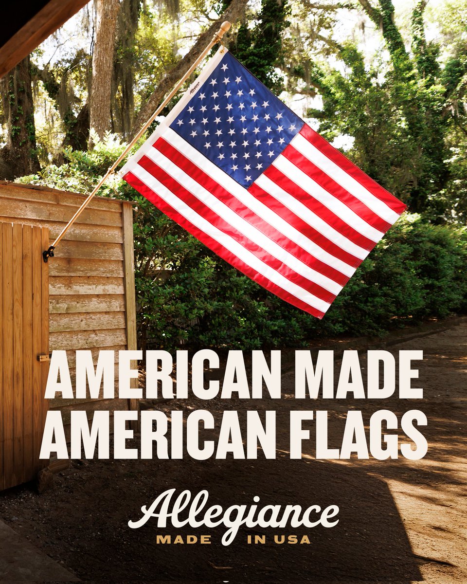 In a time when so many companies cut corners, Allegiance is doing it the right way—handcrafting American flags with care, using the best materials, and ensuring they’re 100% made in the USA. The only one place to get yours: Allegiance Flag Supply.
showallegiance.com/?utm_source=xt…