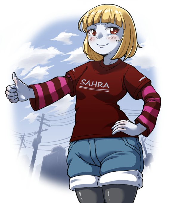 カキカキ… ヒッチハイクをするサーラちゃん。 