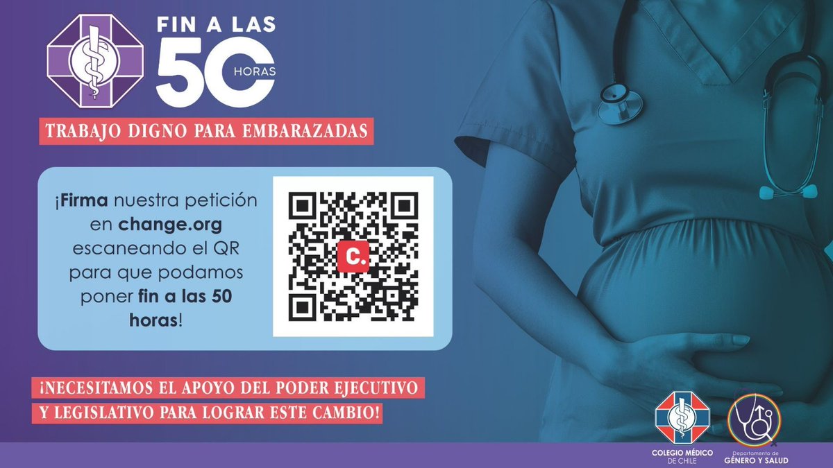 Colegiad@! Firma por nuestros derechos 👩‍⚕️✊🏽

Ayúdanos a poner #FinALas50Horas de trabajo de las médicas embarazadas. ¿Cómo hacerlo? Firmando acá ➡️chng.it/Gb8KYkWjG9