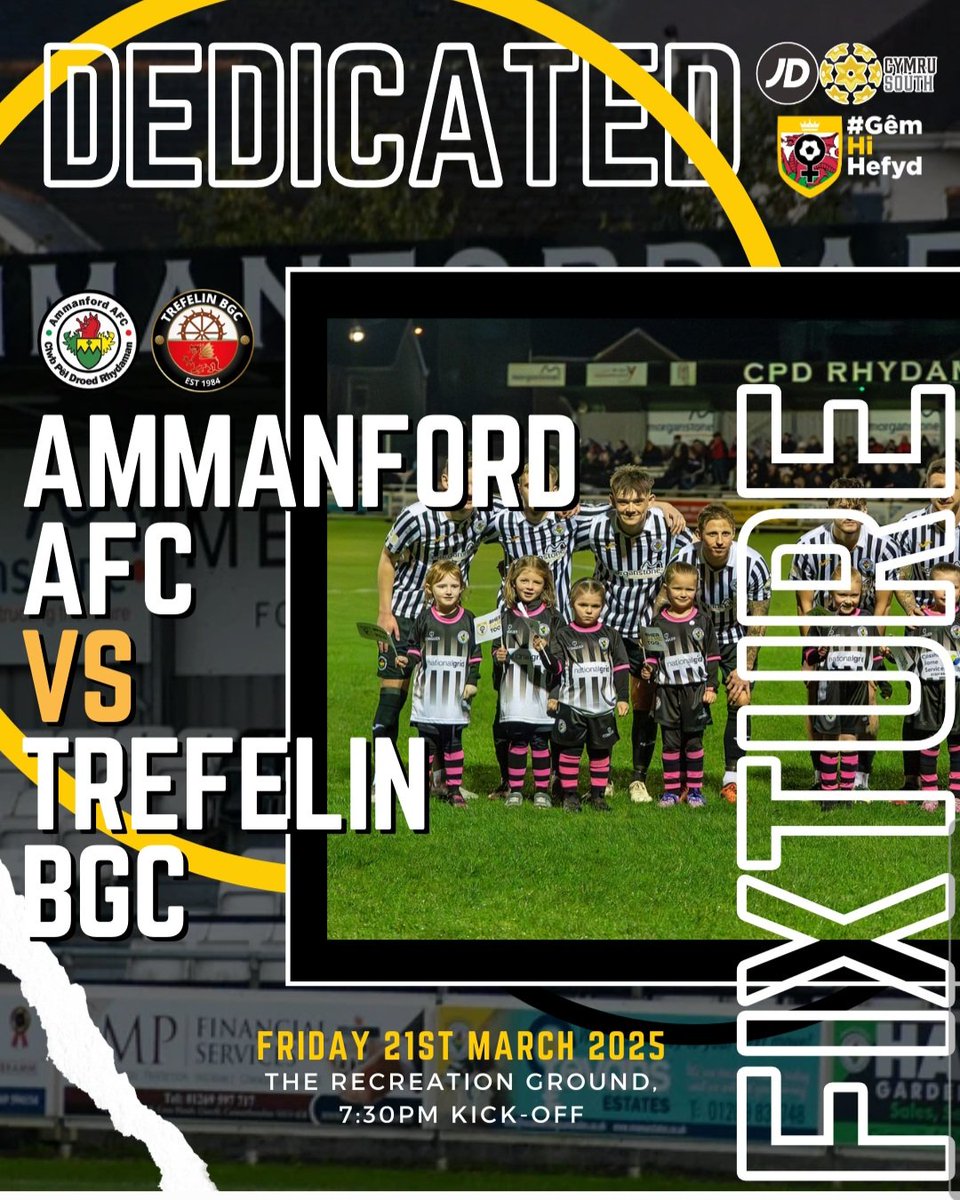 Dewch lawr i'r Rec Dydd Gwener yma i gefnogi ein gêm ymroddedig Gêm Hi Hefyd 💛

Come down to The Rec this Friday to support our dedicated <a href="/HerGameToo/">Her Game Too</a> fixture 💛 

<a href="/AmmanfordAFC/">Ammanford AFC</a> <a href="/HGTCymru/">Her Game Too Cymru</a> <a href="/trefelinbgc/">Trefelin BGC</a>