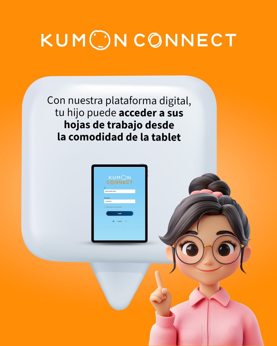 KumonMexico's tweet photo. En KUMON CONNECT, tú y tu hijo pueden acceder de manera fácil y flexible a las hojas de trabajo de matemáticas, lectura e inglés. 📱📚 https://t.co/FpYQWyOl39