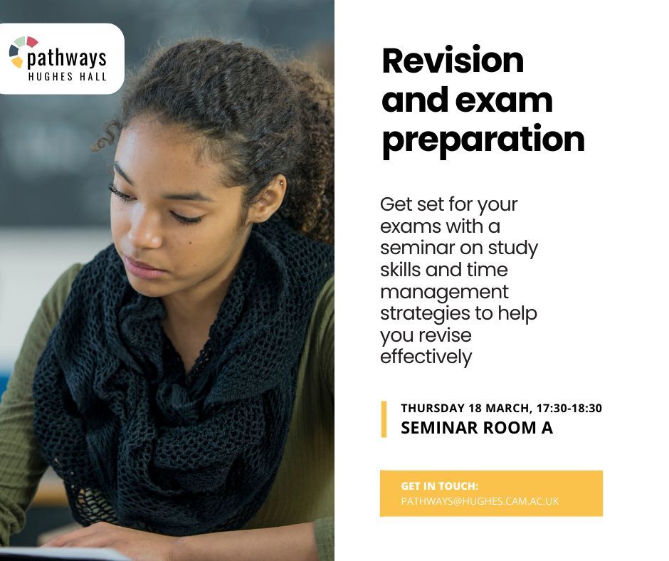 Upcoming Pathways training ⚙️ Get all the information you need on revision techniques, exam practicalities, and wellbeing tips - sign up now: hughes.cam.ac.uk/about/events/r…