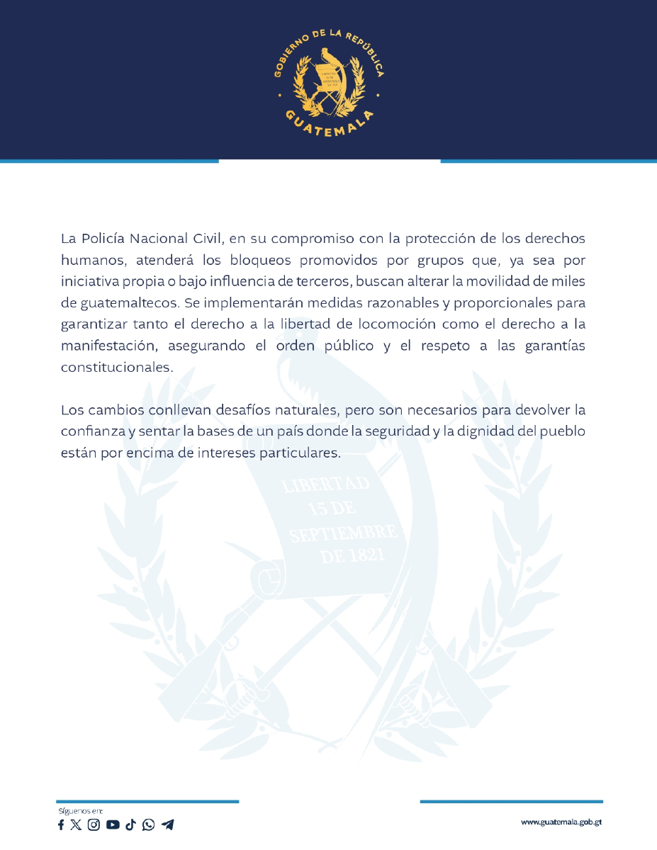 #Comunicado | El Gobierno de Guatemala informa.