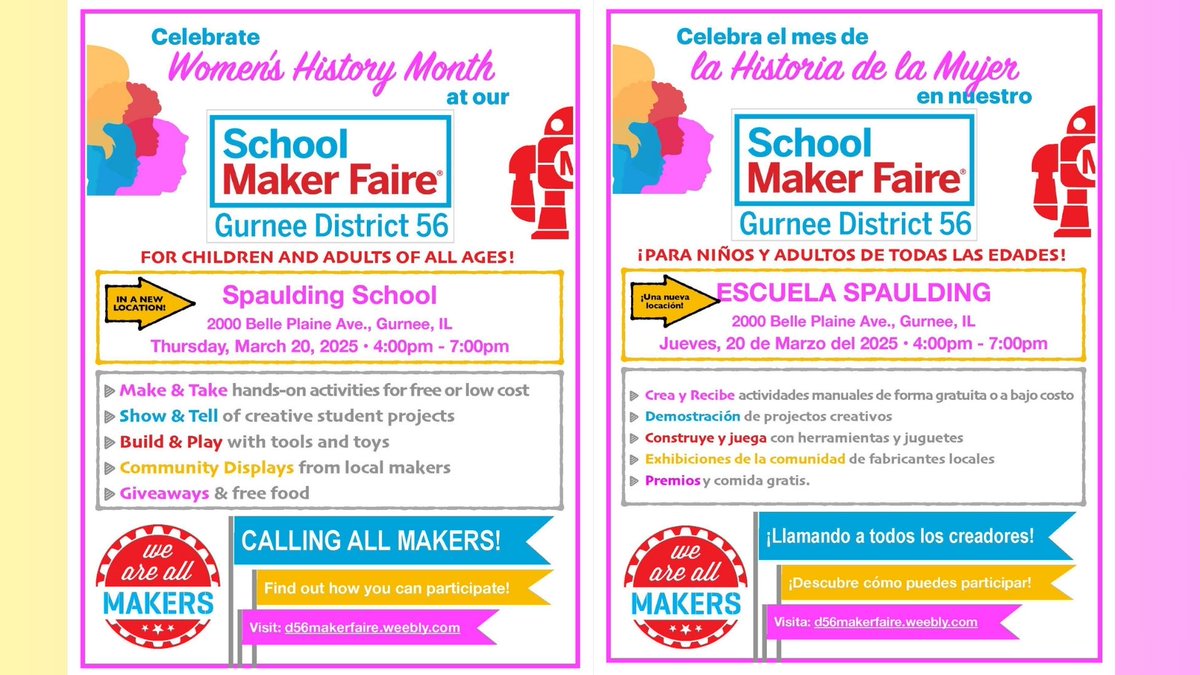 Celebrate Women's History Month at out School Maker Faire at Spaulding School.