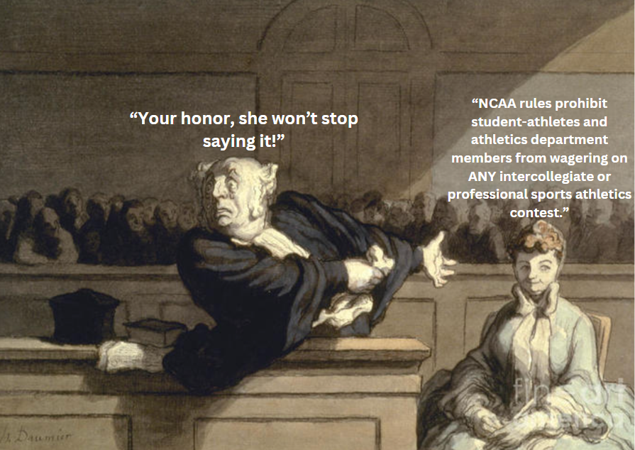March Madness mayhem is upon us, and we know we're repeating ourselves but... 

Please DO NOT bet on any NCAA-sponsored sports at the amateur, intercollegiate, or professional level including paid fantasy sports leagues!