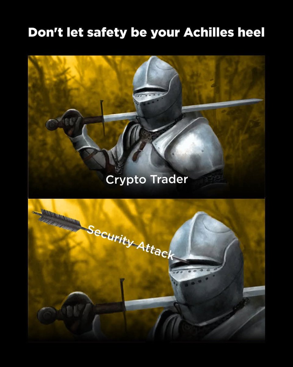 Johnn_Miichael's tweet photo. 🚨 Don't Let Safety Be Your Achilles' Heel!

In the fast-paced world of crypto, we’re all chasing gains, but what good is a 100x if a single hack wipes you out? Security isn’t just an option—it’s your shield🛡️. In Greek mythology, Achilles was a great warrior, but his one weakness (his heel) led to his downfall.

Here’s how to stay untouchable:

⚔ Use a hardware wallet – Cold storage = cold-blooded protection.
⚔ Never share your seed phrase – Not with “support,” not with “friends,” not with anyone.
⚔ Beware of fake airdrops & giveaways – Scammers prey on greed. Stay sharp.
⚔ Use 2FA everywhere – A simple step that stops big headaches.
⚔ Always double-check links & contracts – One wrong click, and it’s over.

In crypto, your biggest weakness is what you ignore. Lock it down before it's too late.