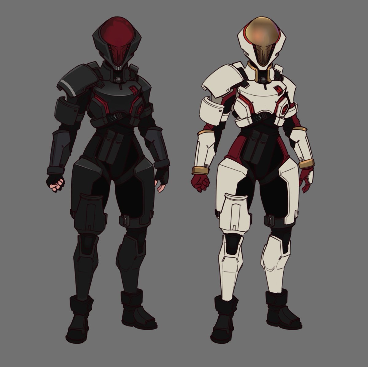 Some sci-fi suit doodling and a bonus color variation I did for fun.