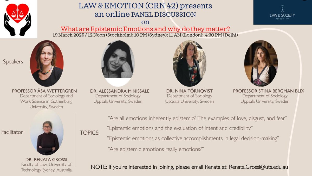 Law and Society (@law_soc) on Twitter photo ICYMI: Check out our interview with CRN 42: Law and Emotion (<a href="/LawEmotion_CRN/">Law & Emotion CRN</a>) leaders before their virtual event tomorrow on Epistemic Emotions! bit.ly/3B9K7Ct
#LawAndEmotion #LawAndSociology ICYMI: Check out our interview with CRN 42: Law and Emotion (<a href="/LawEmotion_CRN/">Law & Emotion CRN</a>) leaders before their virtual event tomorrow on Epistemic Emotions! bit.ly/3B9K7Ct
#LawAndEmotion #LawAndSociology