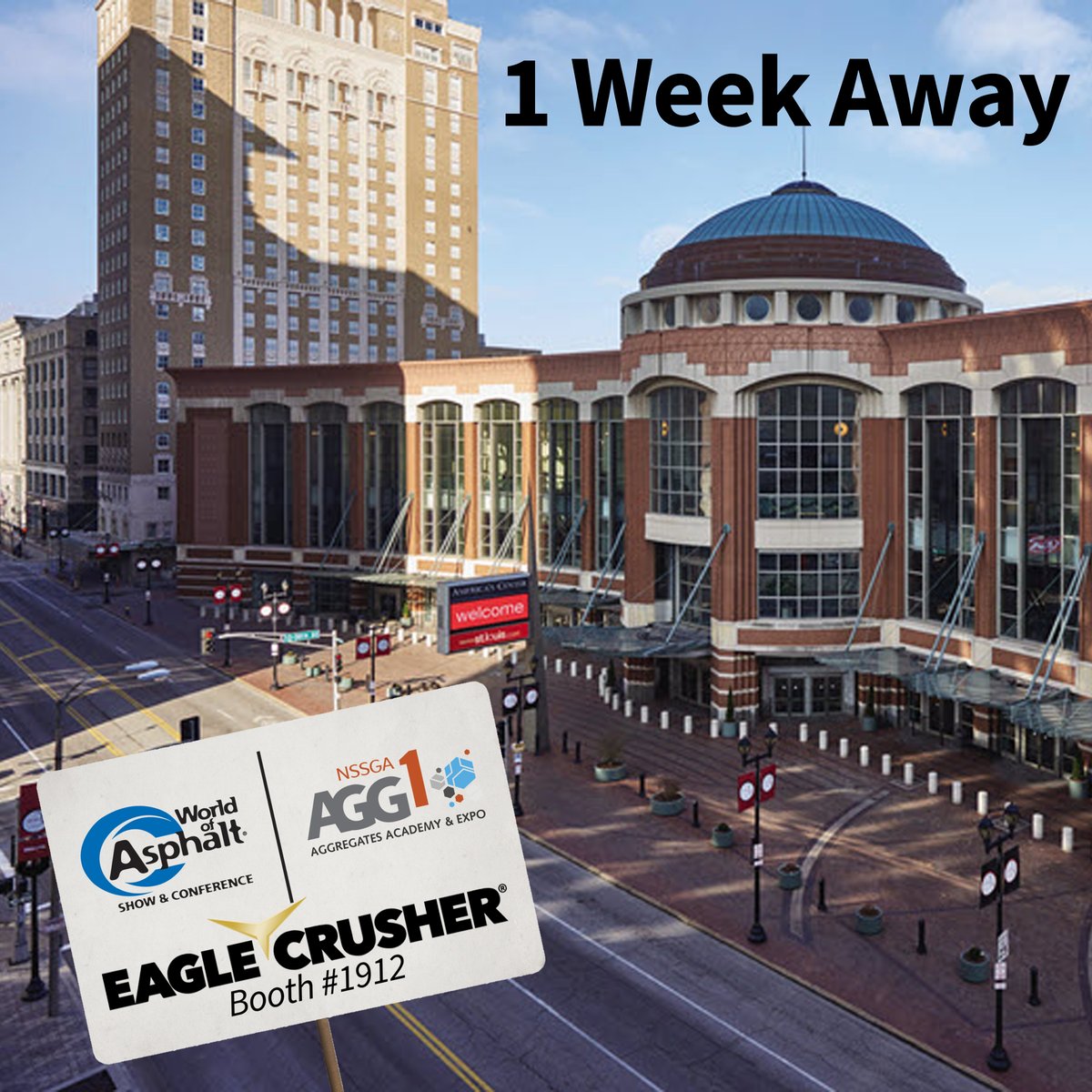 EagleCrusherCo's tweet photo. One more week until we see you at America's Center in St. Louis for @worldofasphalt!
#worldofasphalt #worldosaphaltagg1 #agg1 https://t.co/2Bgj1AdTmw