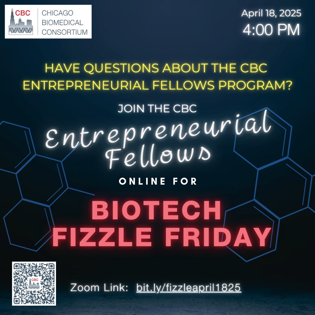 🔬 CBC Entrepreneurial Fellowship = launching pad for your biomedical innovation career!

Our program empowers scientists to think like entrepreneurs. Don't miss our last Fizzle Friday for your chance to learn more.

bit.ly/fizzle041924

Applications open: March 20th!