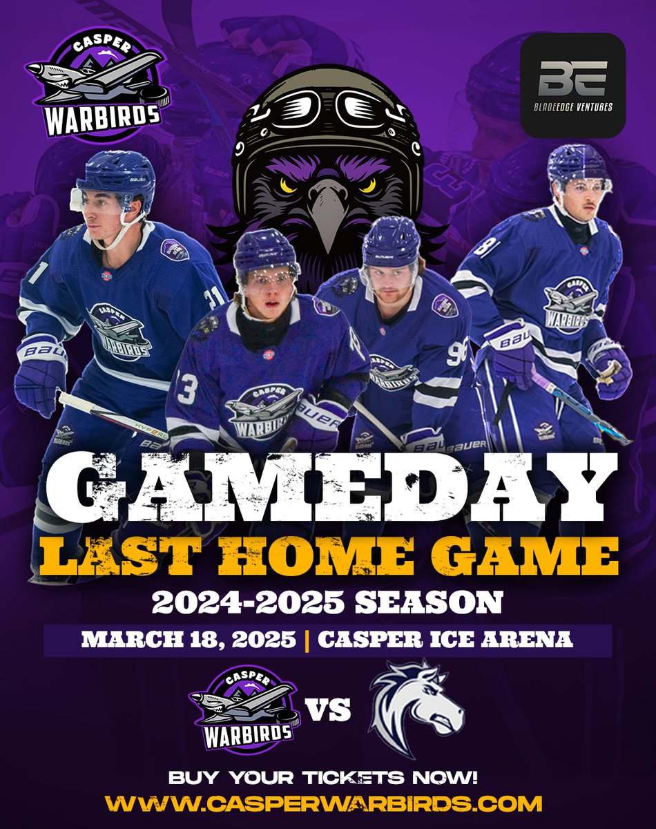 It's our final home game for the '25-26 season 😢 Come cheer us on at the Casper Ice Arena!
