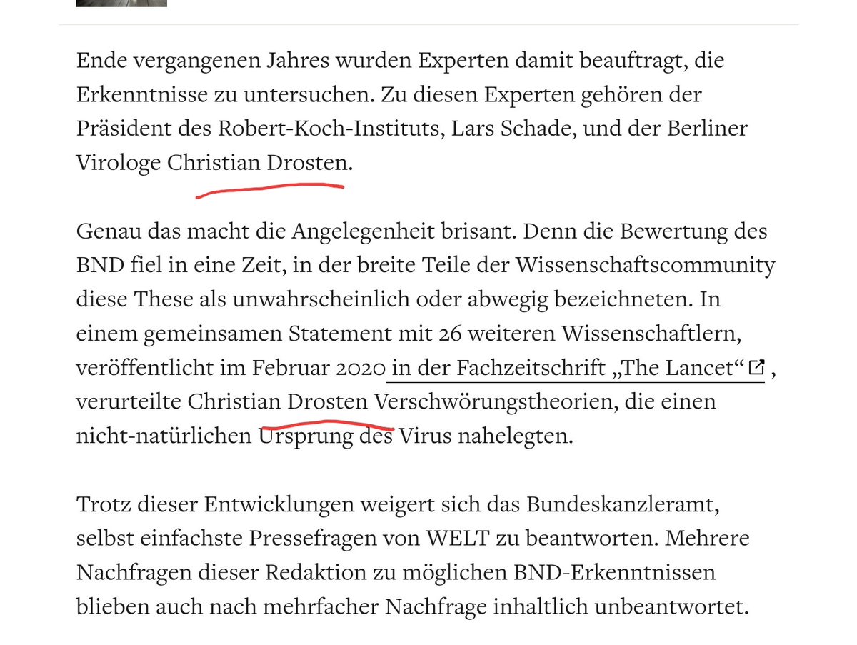 DrASeidler's tweet photo. "Schon die Frage🧐 nach #Drosten|s möglicher Beteiligung „zielt auf einen Sachverhalt ab, der den Schutz der auswärtigen Beziehungen der Bundesrepublik Deutschland berührt."
Wie interessant, scheinen ja enge Verbindungen zu sein...🤔
#Laborthese https://t.co/NpB5k3Vvsd